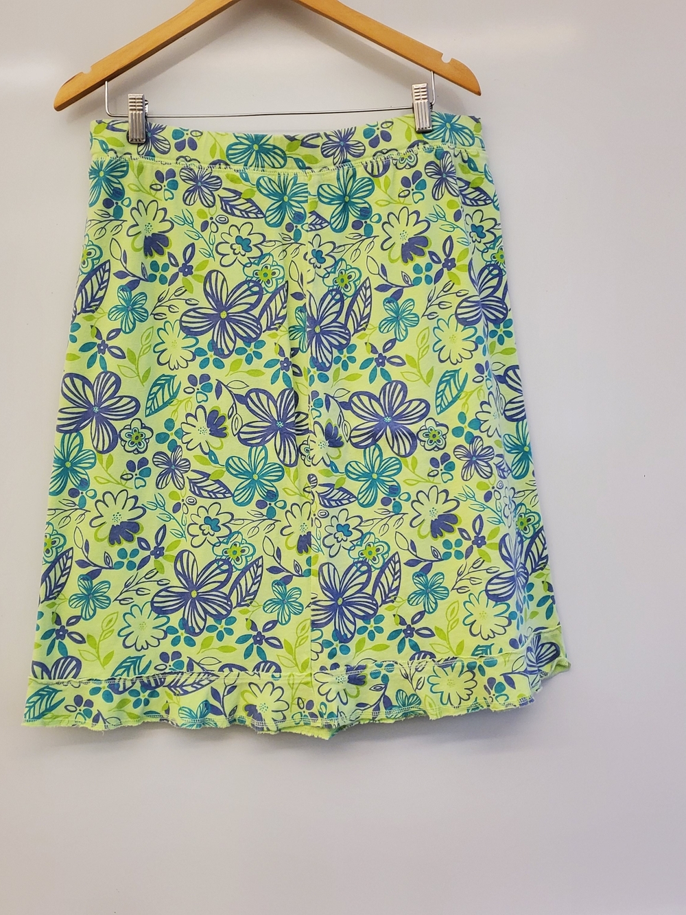 Fresh Produce Light Blue Floral and Line Green Multicolor Ruffle Skirts - Picture 8 of 13